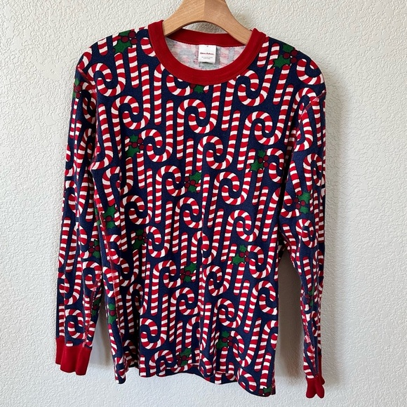 Hanna Andersson Candy Cane Matching Family Pajamas Long John Top Pant Set Size M - Picture 2 of 6
